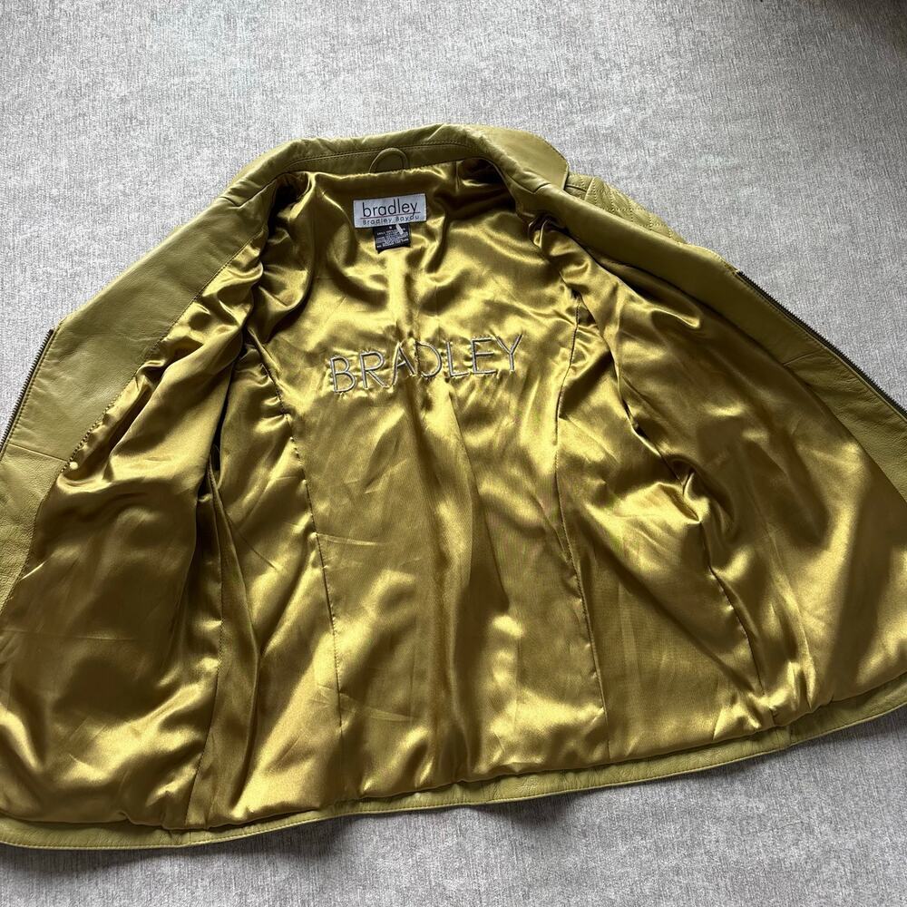 NWOT Green Genuine Quilted Leather Jacket - Picture 4 of 6